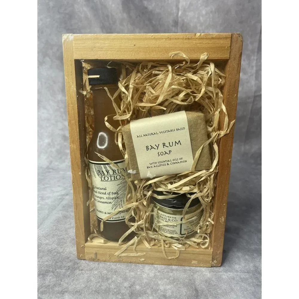 GH Bass bay rum set of soaps and lotion New